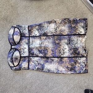 Strapless sweetheart dress, Dynamite, size 11, blue black and white